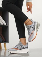 Grey Orange Women's Athletic Running Sneakers | Breathable Lightweight | Edixim