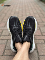 EDIXIM 9 PRO Black Cyan Yellow Gradient Men Road Running Sneakers Ultra-Light Breathable Mesh Thick White High Rebound Midsole Anti-Slip Athletic Trainers for City Street Marathon Training Daily Jogging