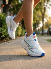 EDIXIM White Multicolor Mesh Women Running Sneakers Light Cushioned Athletic Shoes Run Further