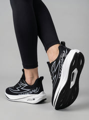 Black White Women's Athletic Running Sneakers | Breathable Lightweight | Edixim