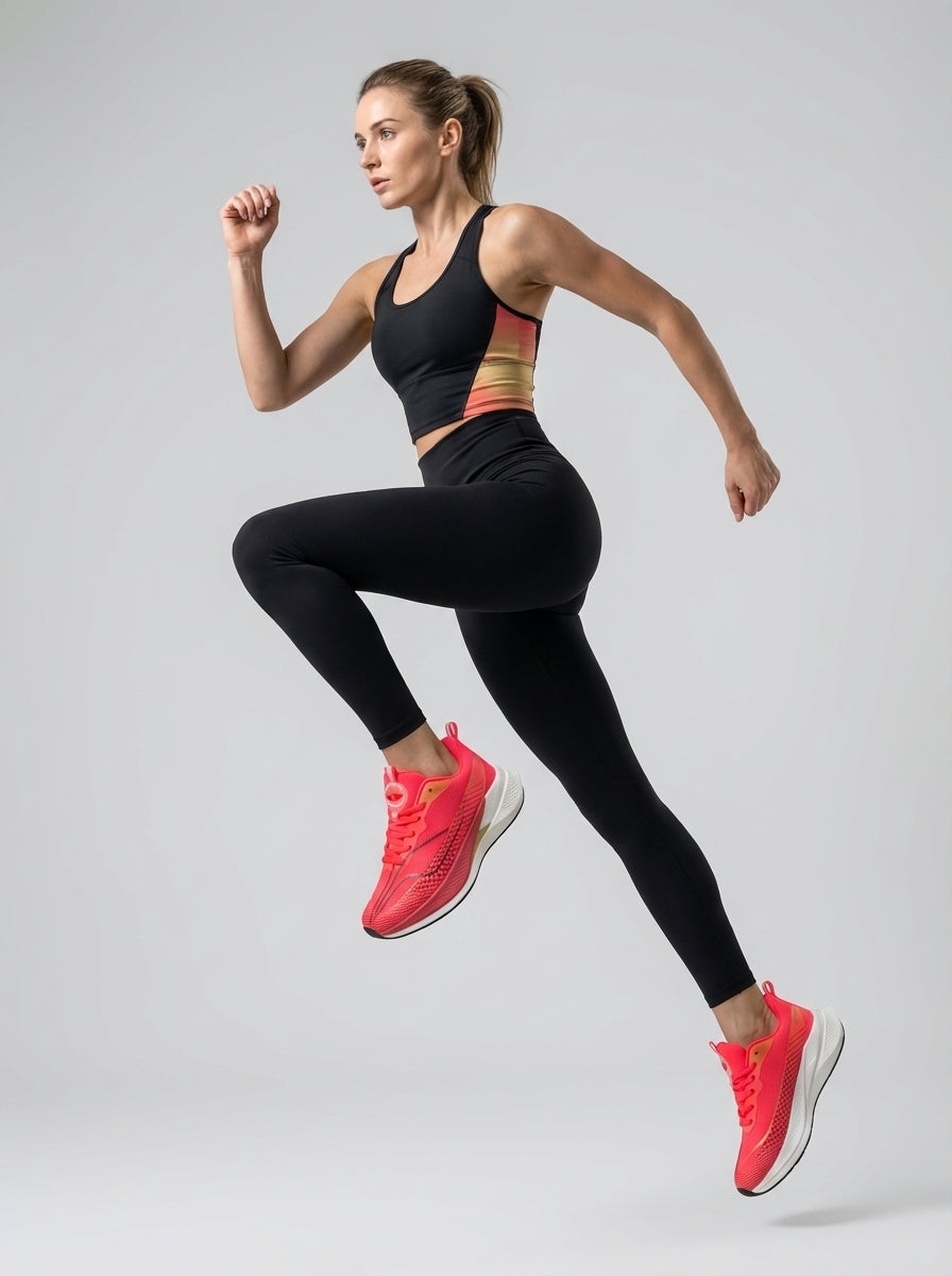 Coral Red Gold Women's Athletic Running Sneakers | Breathable Lightweight | Edixim