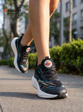 EDIXIM Black Multicolor Mesh Women Running Sneakers Thick Cushion Shock Absorbing Athletic Shoes Run Further