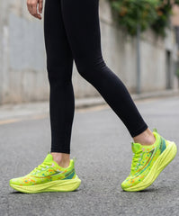 Neon Fluorescent Green Gradient Women Running Sneakers Light Breathable Athletic Trainers Edixim