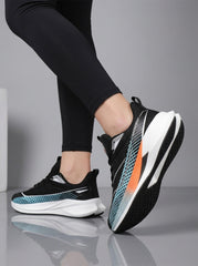 Black Teal Orange Women's Athletic Running Sneakers | Breathable Lightweight | Edixim