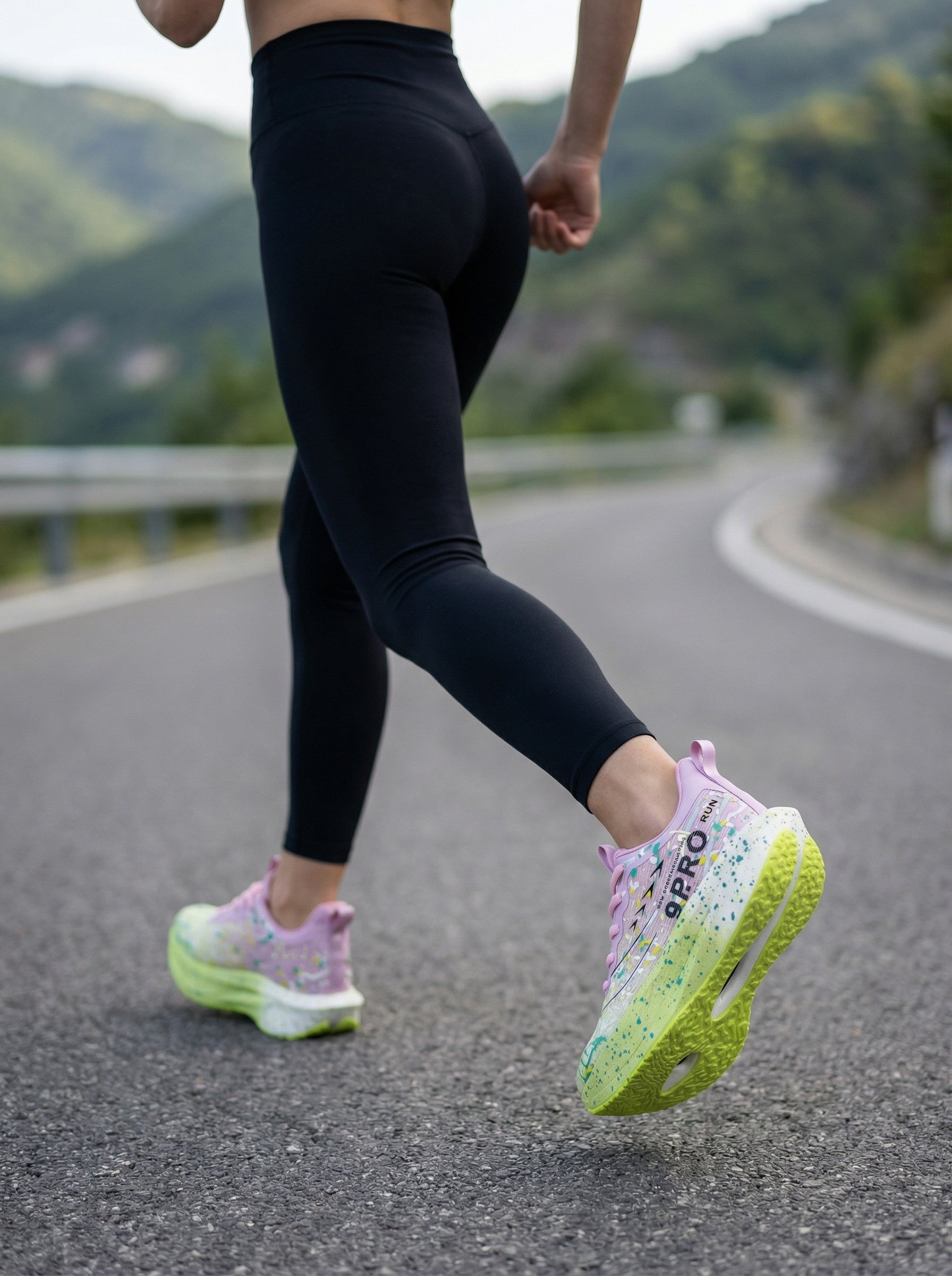 Pink Green Splatter Women's Athletic Running Sneakers | Breathable Lightweight | Edixim