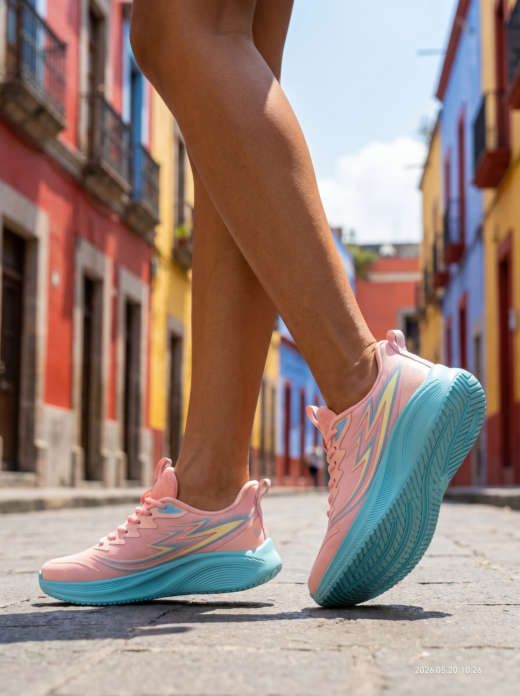 EDIXIM Pink Cyan Gradient Women Lightweight Running Sneakers Breathable Mesh Shock Absorbing Cushion Non-Slip Athletic Trainers for Yoga Gym Jogging Daily Workout