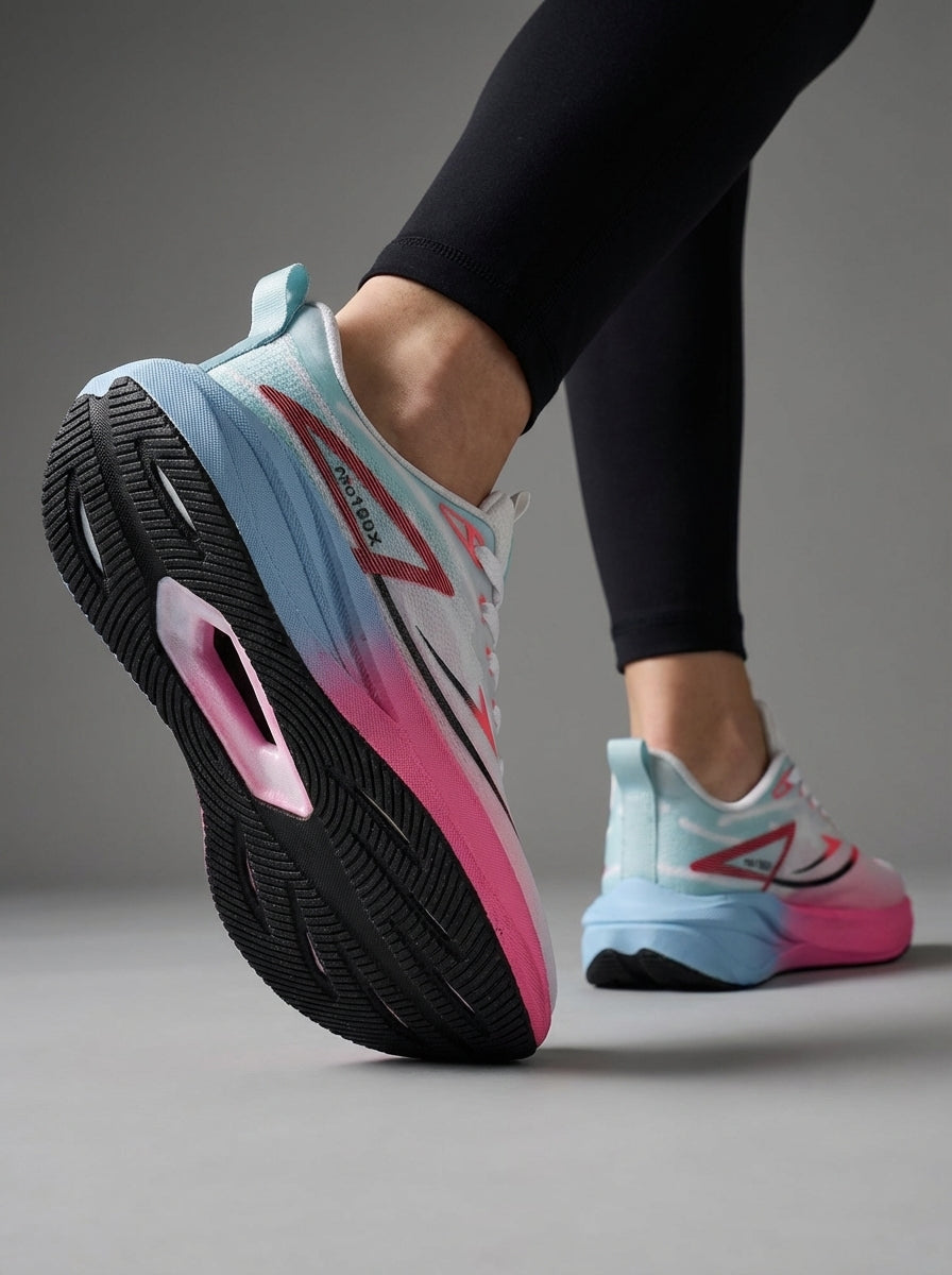 White Pink Blue Gradient Women's Athletic Running Sneakers | Breathable Lightweight | Edixim