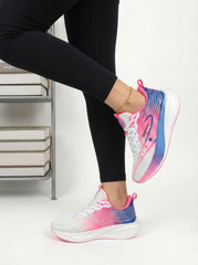 White Pink Blue Women's Athletic Running Sneakers | Breathable Lightweight | Edixim
