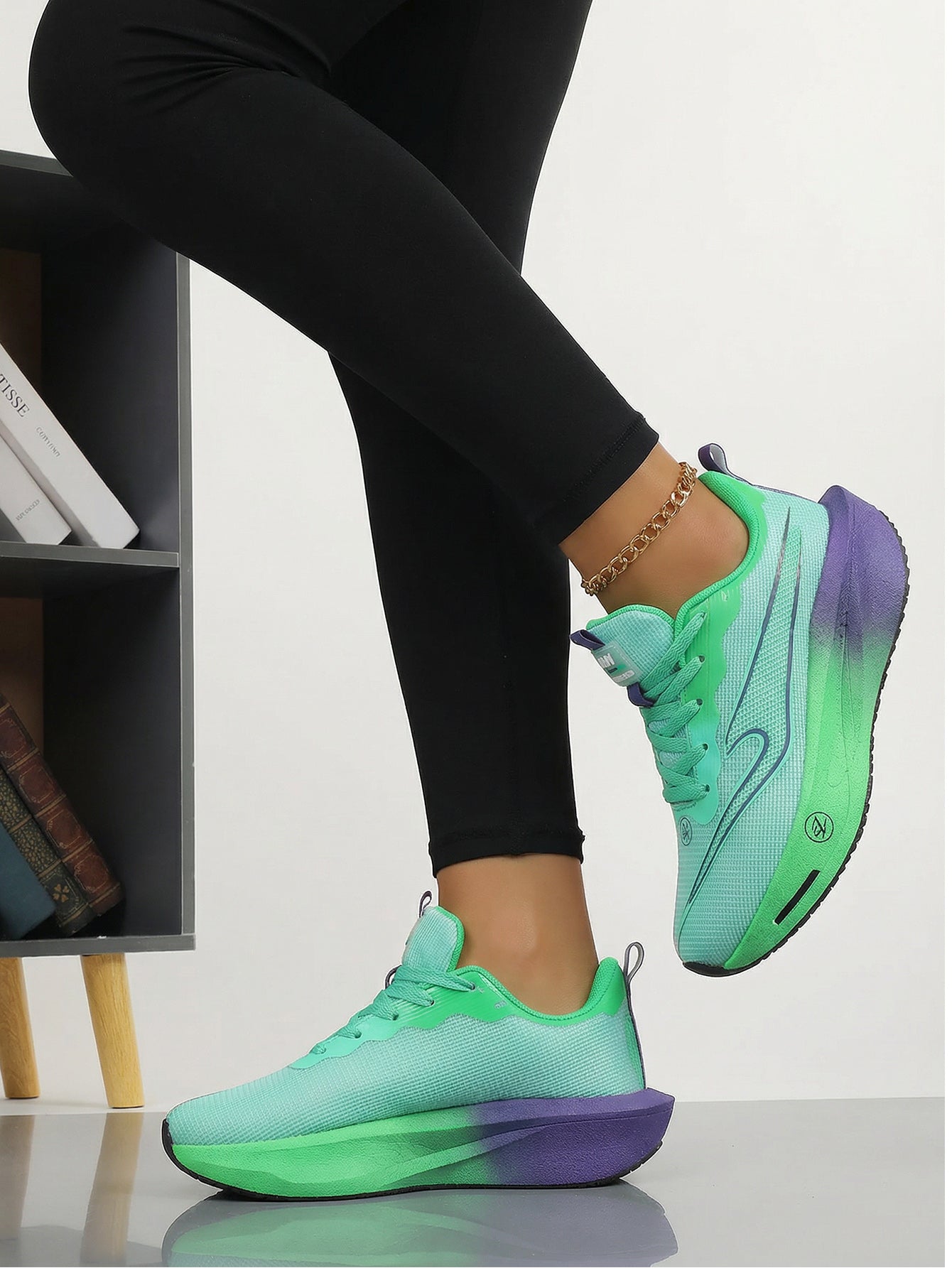 Mint Green Purple Women's Athletic Running Sneakers | Breathable Lightweight | Edixim