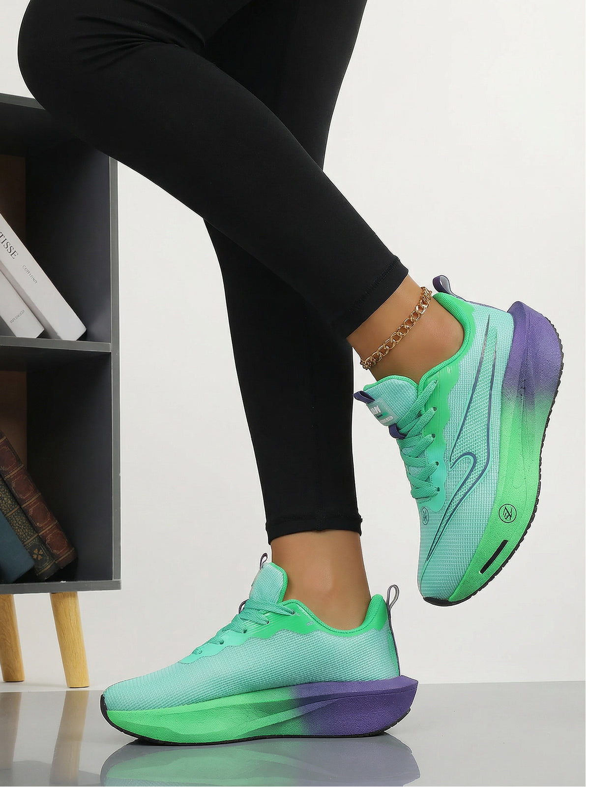 Mint Green Purple Women's Athletic Running Sneakers | Breathable Lightweight | Edixim