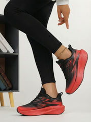 Black Red Gradient Women's Athletic Running Sneakers | Breathable Lightweight | Edixim