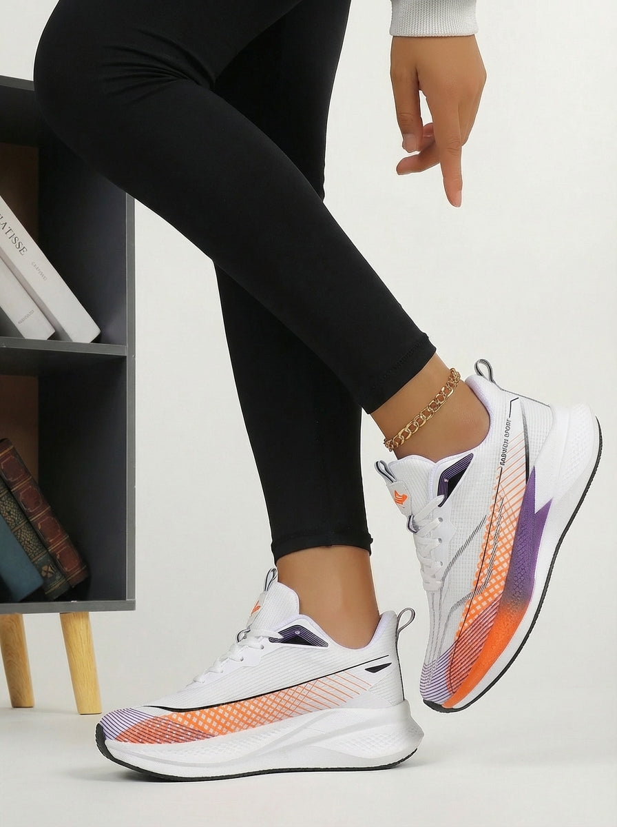 White Orange Purple Women's Athletic Running Sneakers | Breathable Lightweight | Edixim