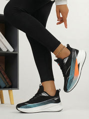 Black Teal Orange Women's Athletic Running Sneakers | Breathable Lightweight | Edixim