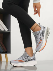 Grey Orange Women's Athletic Running Sneakers | Breathable Lightweight | Edixim