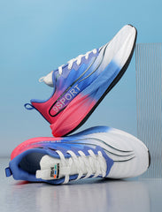 White Blue Pink Women's Athletic Running Sneakers | Breathable Lightweight | Edixim