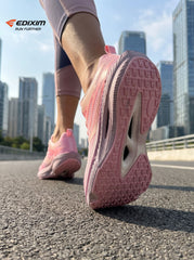 EDIXIM Light Pink Hollow Cutout Midsole Women Running Sneakers Breathable Perforated Mesh Shock Absorbing Athletic Trainers Urban Sidewalk Jogging Shoes