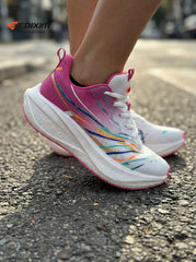 EDIXIM Pink White Gradient Mesh Women Running Sneakers Light Cushion Athletic Shoes Run Further