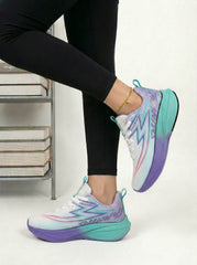White Teal Purple Women's Athletic Running Sneakers | Breathable Lightweight | Edixim