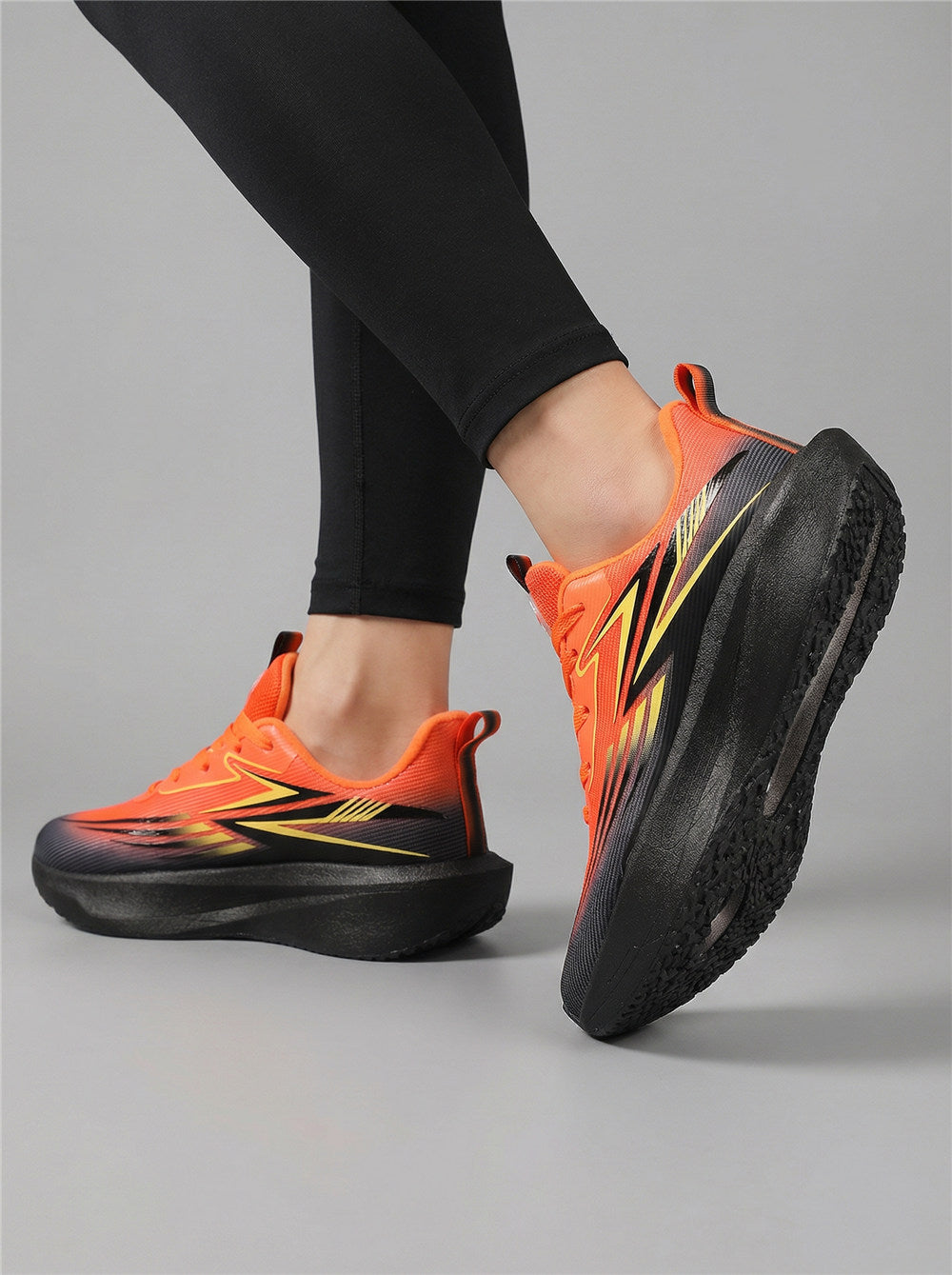Orange Black Gradient Women's Athletic Running Sneakers | Breathable Lightweight | Edixim
