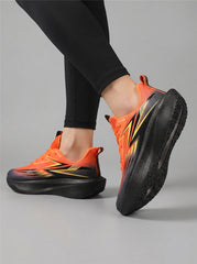 Orange Black Gradient Women's Athletic Running Sneakers | Breathable Lightweight | Edixim