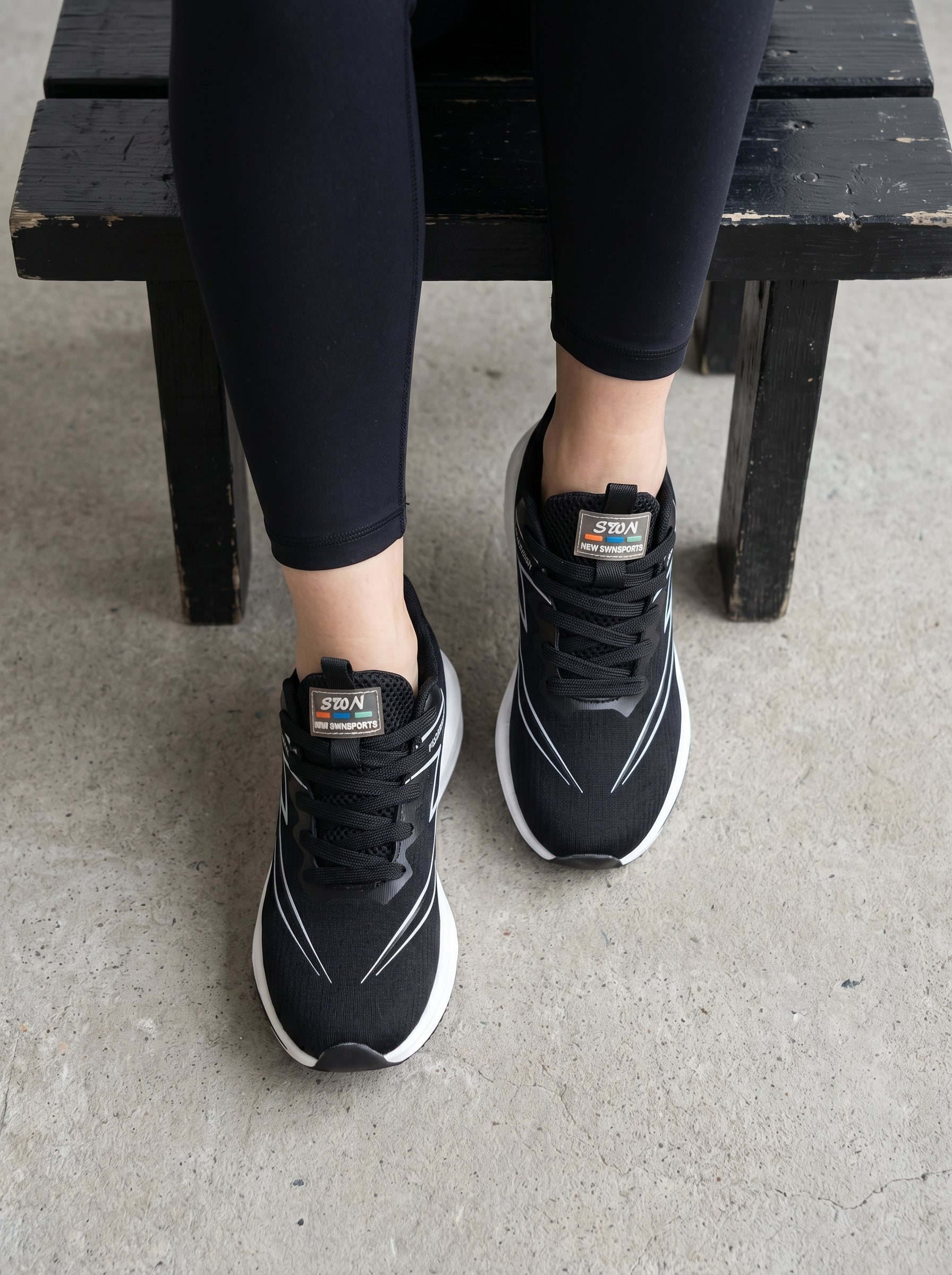 Black White Women's Athletic Running Sneakers | Breathable Lightweight | Edixim