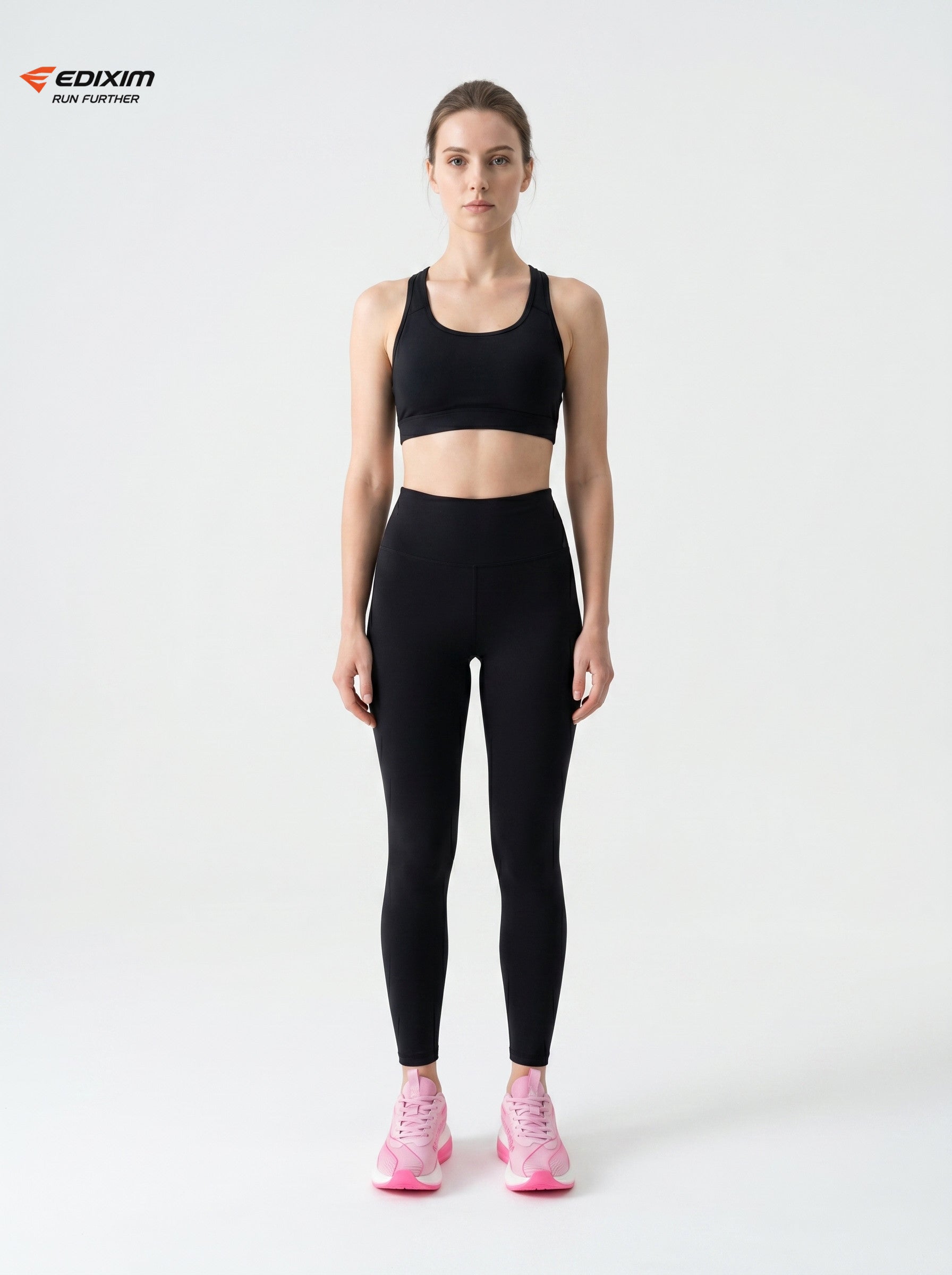 Bright Pink Gradient Flyknit Women Running Sneakers Lightweight Shock Absorbing Athletic Shoes EDIXIM