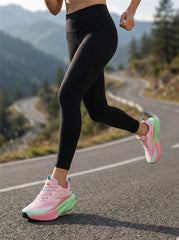Pink Green Gradient Women's Athletic Running Sneakers | Breathable Lightweight | Edixim
