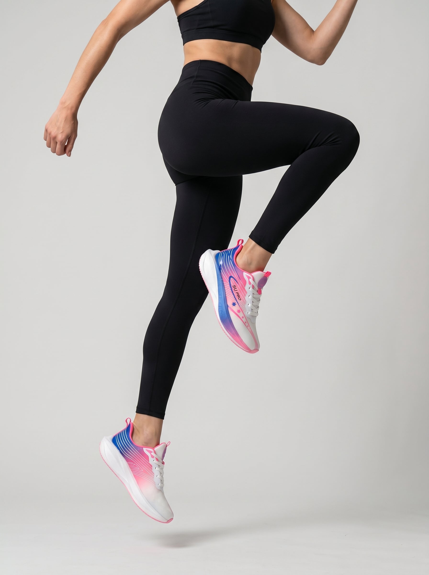White Pink Blue Women's Athletic Running Sneakers | Breathable Lightweight | Edixim