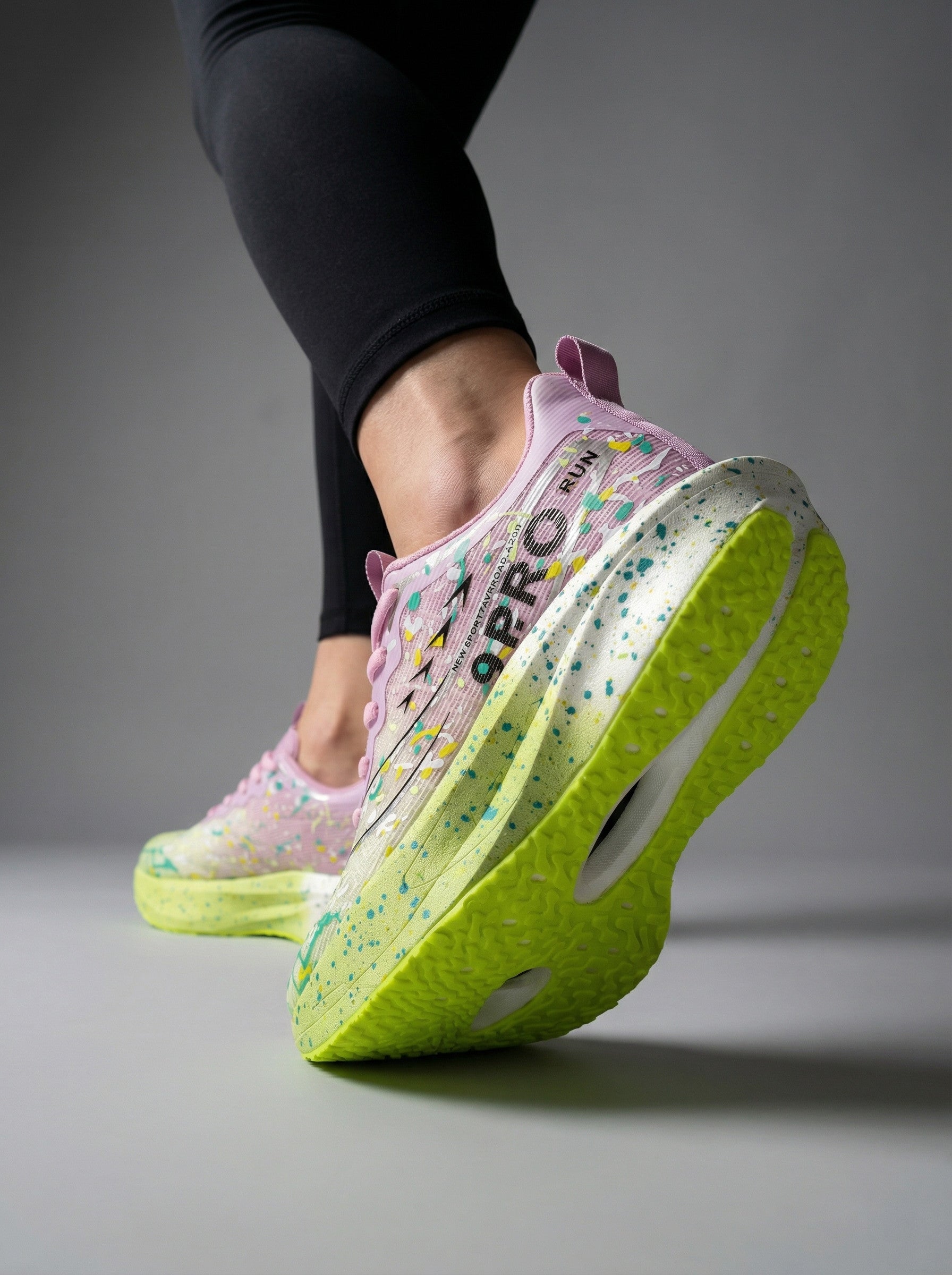 Pink Green Splatter Women's Athletic Running Sneakers | Breathable Lightweight | Edixim