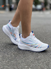 EDIXIM White Multicolor Mesh Women Running Sneakers Light Cushioned Athletic Shoes Run Further