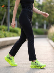 EDIXIM Neon Green BOA Quick Twist Women Running Sneakers Thick Cushion Shock Absorbing Athletic Trainers for Marathon Gym Yoga Daily Workout Run Further