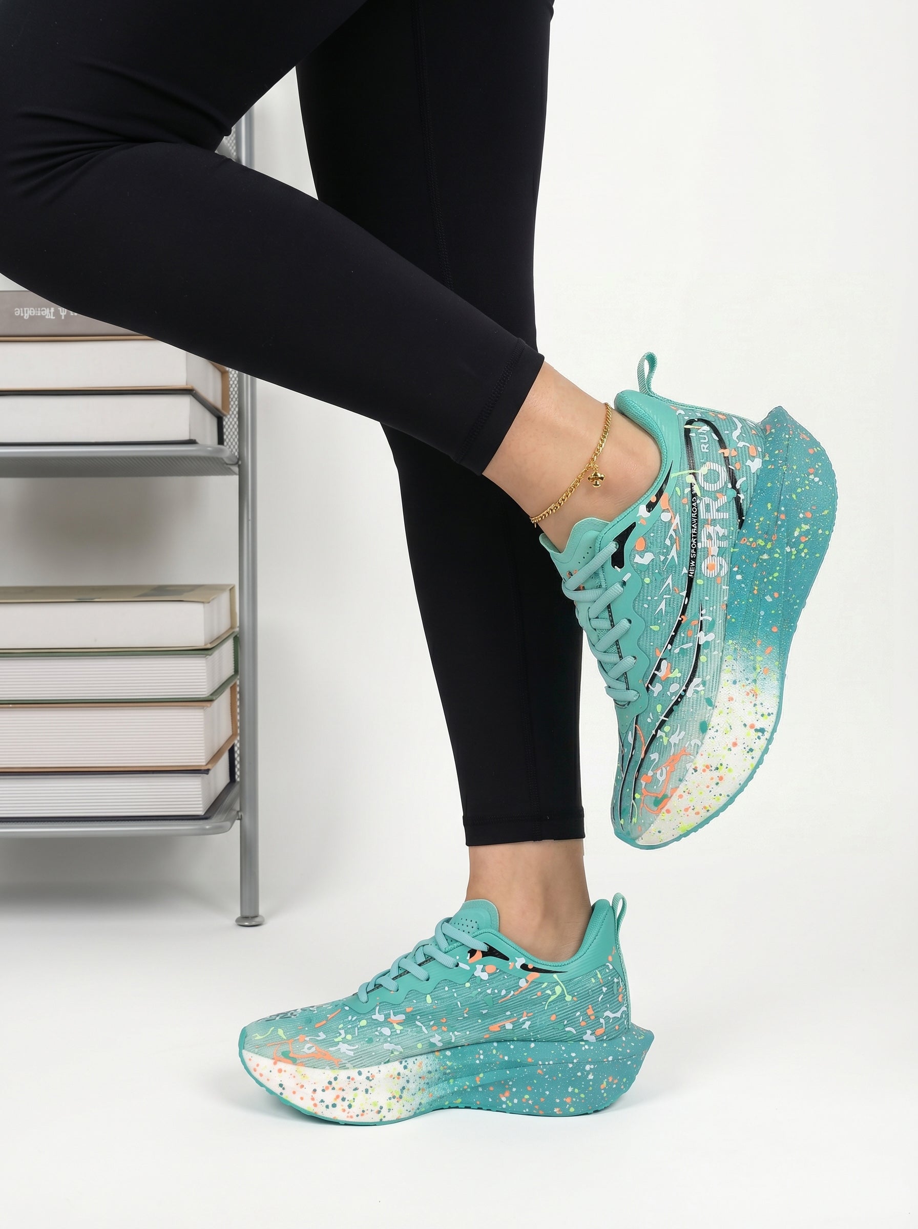 Teal Splatter Women's Athletic Running Sneakers | Breathable Lightweight | Edixim