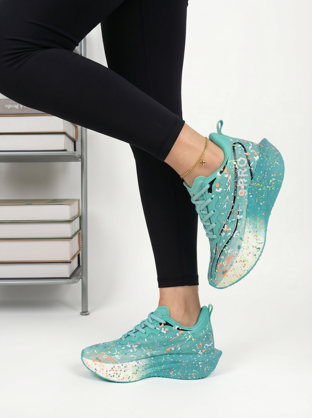 Teal Splatter Women's Athletic Running Sneakers | Breathable Lightweight | Edixim