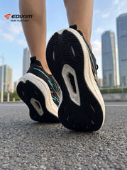 EDIXIM Black Multicolor Mesh Women Running Sneakers Thick Cushion Shock Absorbing Athletic Shoes Run Further
