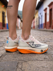 EDIXIM CHONTA Cream Orange Women Road Running Sneakers Hollow Thick Cushion Breathable Mesh Shock Absorbing Athletic Trainers for Latin Colonial Town Street Jogging Marathon Daily Workout