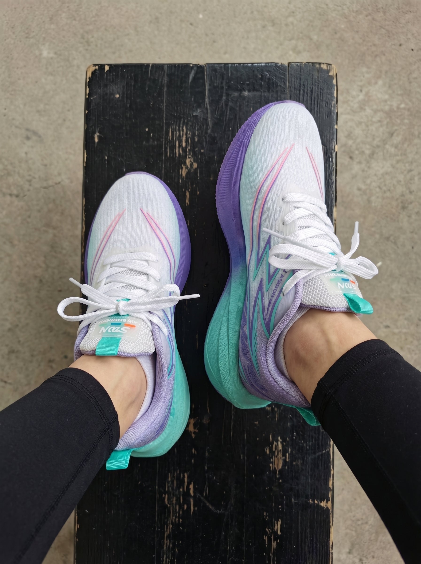 White Teal Purple Women's Athletic Running Sneakers | Breathable Lightweight | Edixim