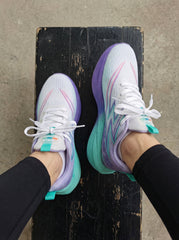 White Teal Purple Women's Athletic Running Sneakers | Breathable Lightweight | Edixim
