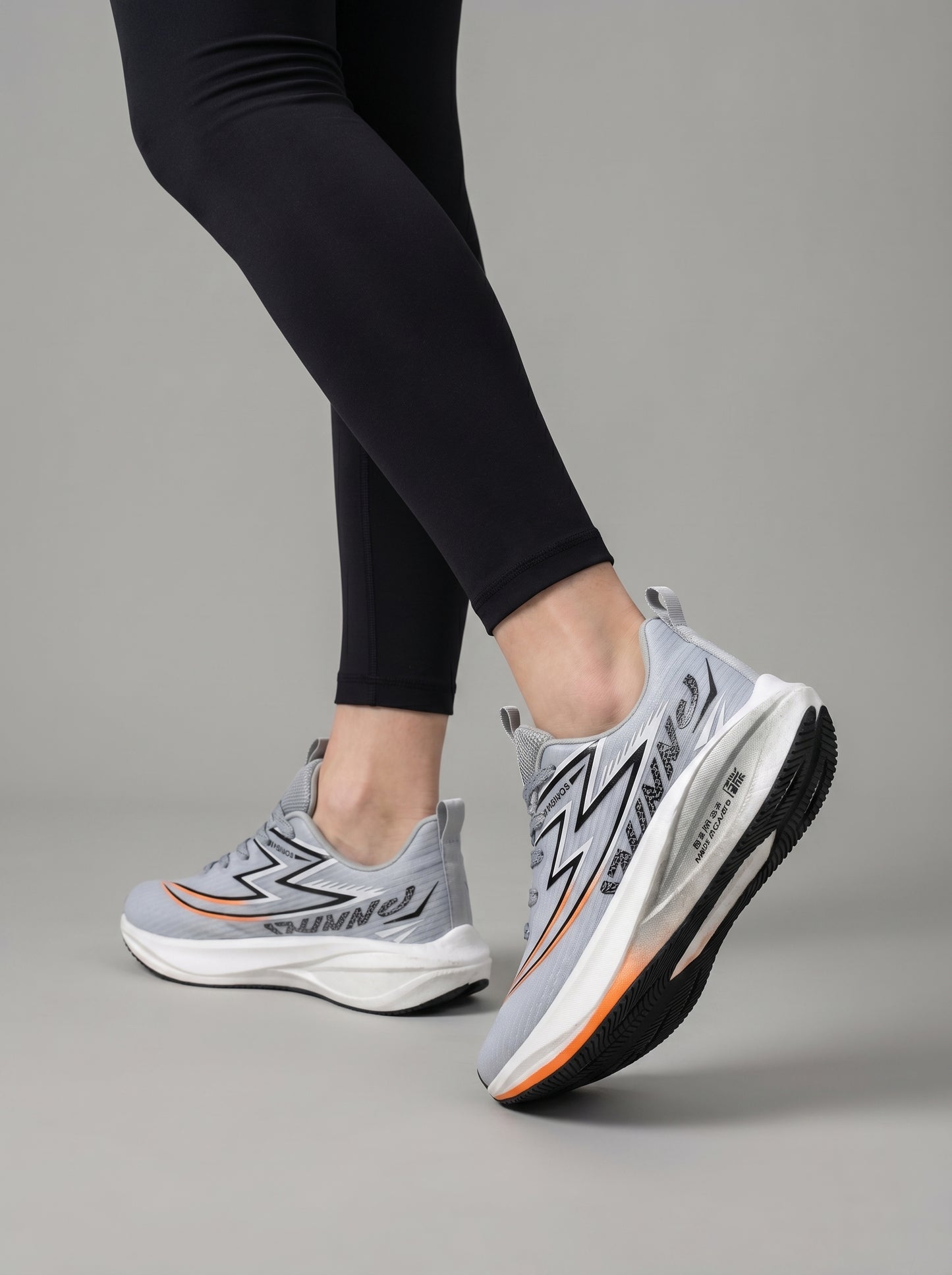 Grey Orange Women's Athletic Running Sneakers | Breathable Lightweight | Edixim