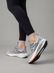 Grey Orange Women's Athletic Running Sneakers | Breathable Lightweight | Edixim