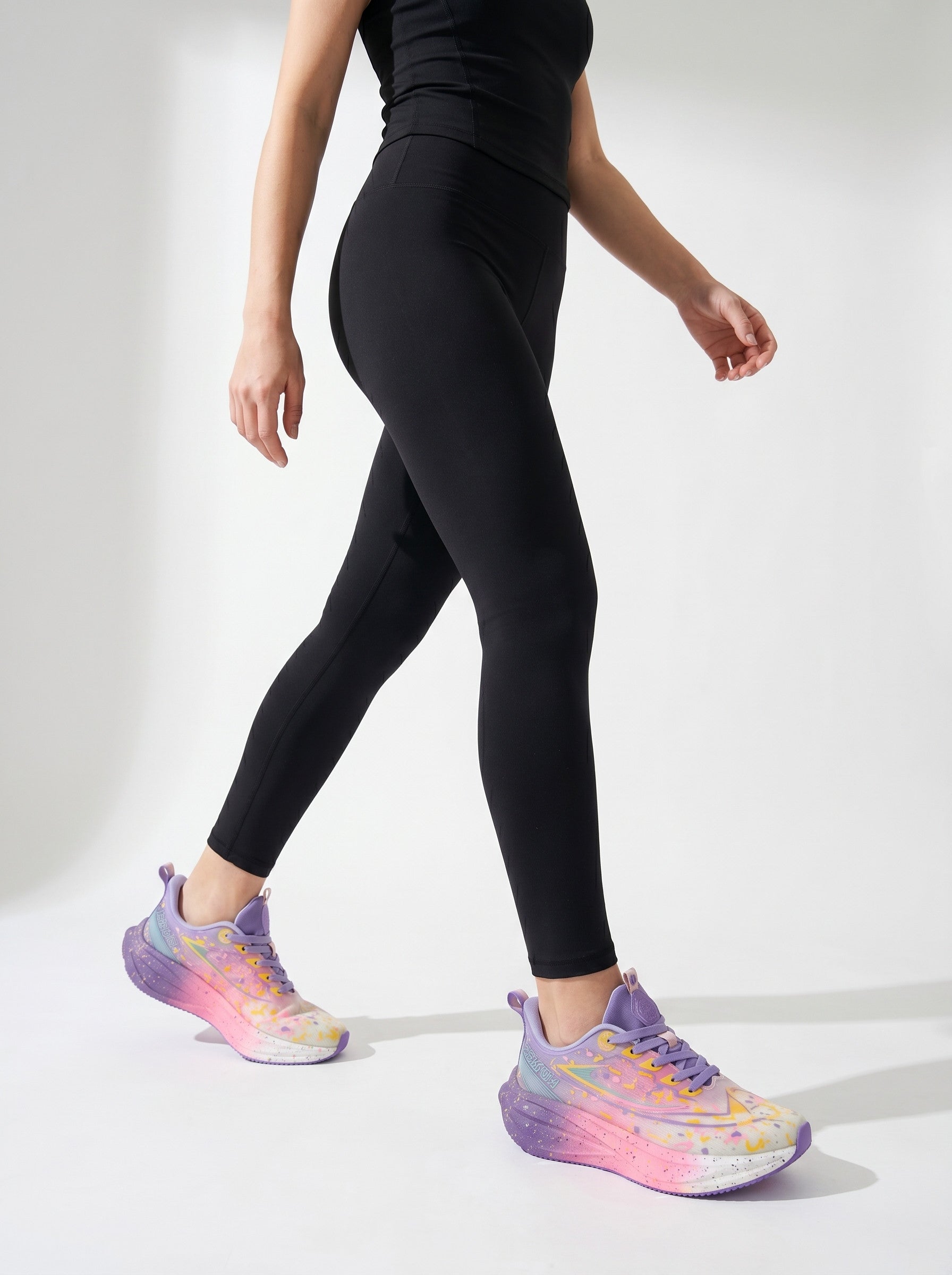 Pastel Rainbow Purple Pink Gradient Women Running Sneakers Breathable Light Athletic Shoes Edixim