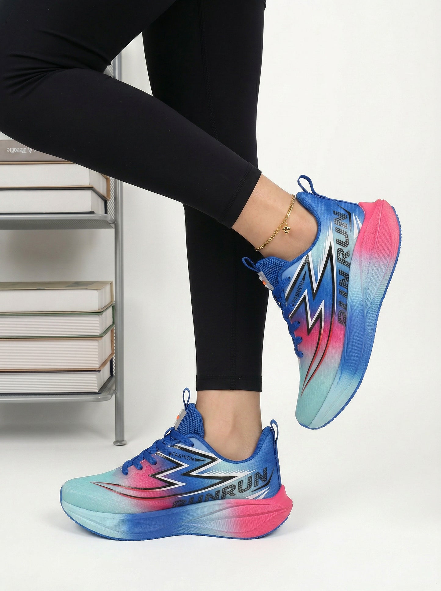 Blue Pink Gradient Women's Athletic Running Sneakers | Breathable Lightweight | Edixim