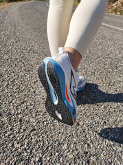 EDIXIM White Blue Orange Hollow Midsole Women Running Sneakers Lightweight Breathable Mesh Shock Absorbing Athletic Trainers for Marathon Jogging Gym Daily Casual Run Further