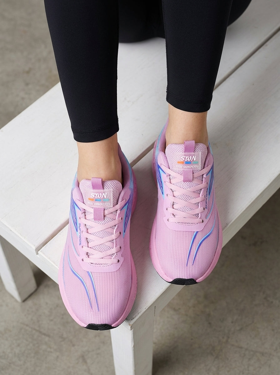 Light Pink Blue Women's Athletic Running Sneakers | Breathable Lightweight | Edixim