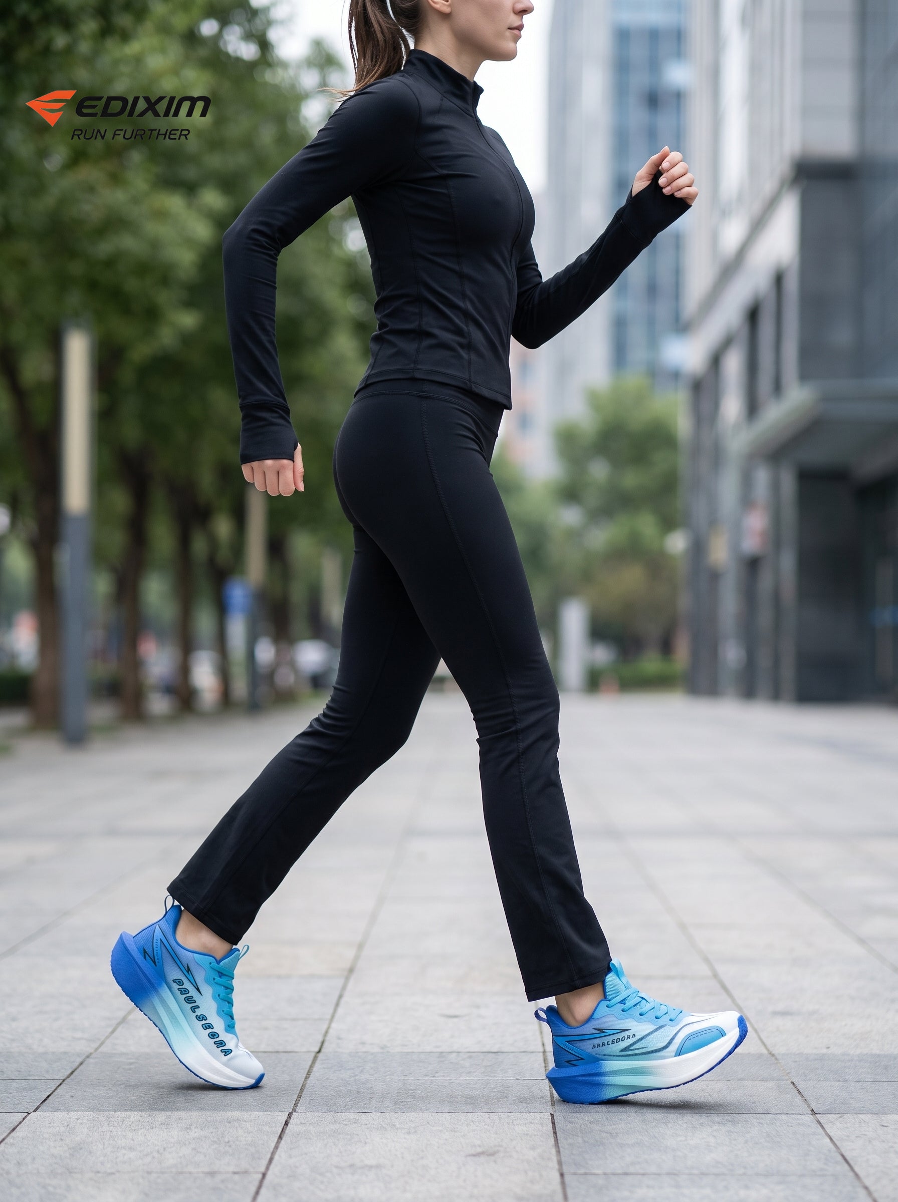 EDIXIM White Blue Gradient Women Running Sneakers Light Cushion Athletic Shoes for Gym Jogging Daily Wear Run Further