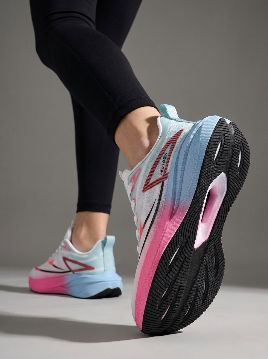 White Pink Blue Gradient Women's Athletic Running Sneakers | Breathable Lightweight | Edixim