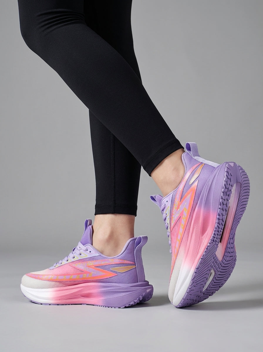 White Pink Lavender Gradient Women's Lightweight Running Sneakers | Breathable Athletic Shoes Edixim