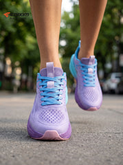 EDIXIM Blue Purple Gradient Hollow Cutout Midsole Women Professional Running Sneakers Breathable Mesh Shock Absorbing Athletic Trainers Latin Cobblestone Street Jogging Shoes
