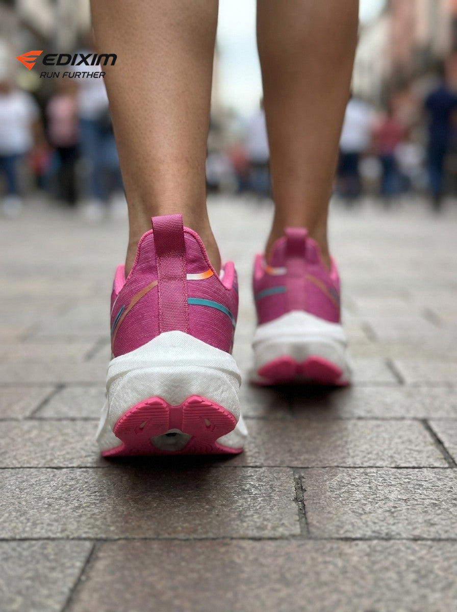 EDIXIM Pink White Gradient Mesh Women Running Sneakers Light Cushion Athletic Shoes Run Further