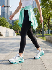 EDIXIM White Mint Green BOA Quick Twist Women Running Sneakers Thick Cushion Shock Absorbing Athletic Trainers for Marathon Gym Yoga Daily Workout Run Further