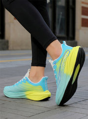Cyan Yellow Women's Athletic Running Sneakers | Breathable Lightweight | Edixim